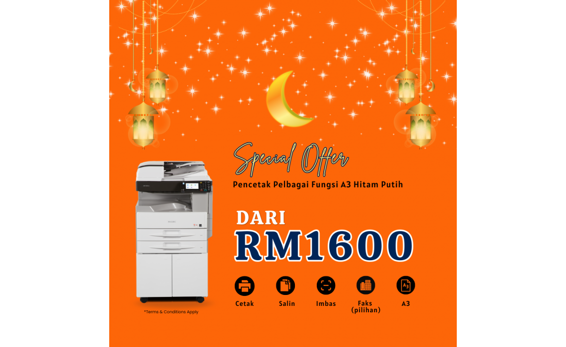 Pencetak Pelbagai Fungsi A3 Hitam Putih Harga bermula dari RM1600